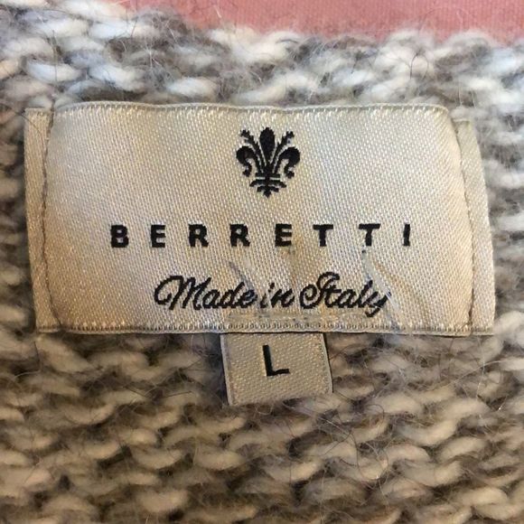 Beretta super soft grey and cream multi knit pattern sweater/ L/Italian/Alpaca - Picture 11 of 14